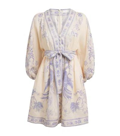Zimmermann Linen Indra Plunge Mini Dress