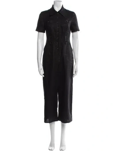 Pre-owned Zimmermann Linen Jumpsuit In Black