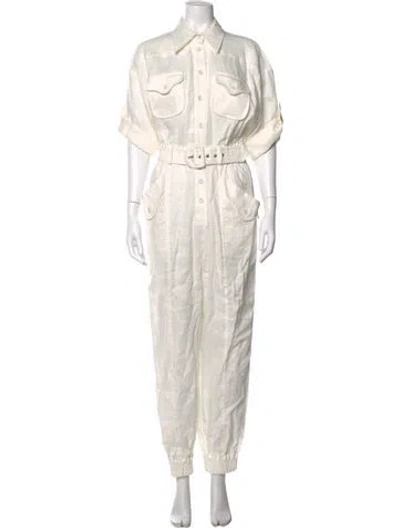Pre-owned Zimmermann Linen Jumpsuit In Neutrals