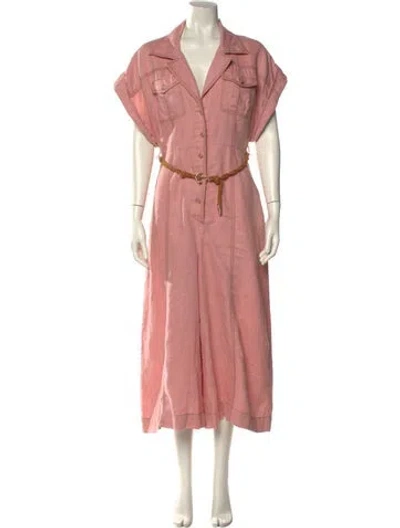Pre-owned Zimmermann Linen Jumpsuit In Pink
