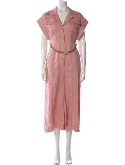 Pre-owned Zimmermann Linen Jumpsuit In Pink