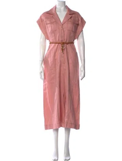 Pre-owned Zimmermann Linen Jumpsuit In Pink