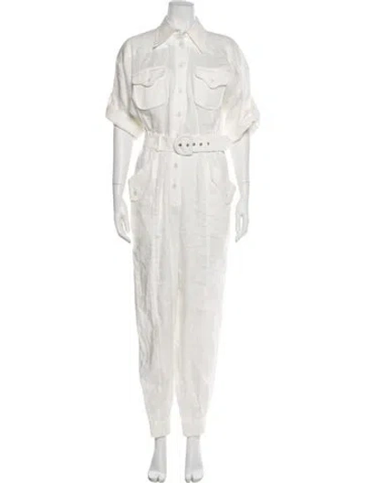 Pre-owned Zimmermann Linen Jumpsuit W/ Tags In White