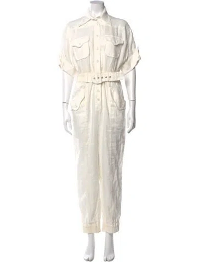 Pre-owned Zimmermann Linen Jumpsuit In White