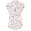 Zimmermann Floral Print Linen Playsuit With Belted Waist And Short Sleeves