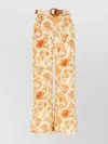 Zimmermann + Net Sustain Junie Belted Cropped Floral-print Linen Wide-leg Pants In Yellow