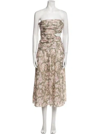 Pre-owned Zimmermann Linen Knee-length Dress In Green