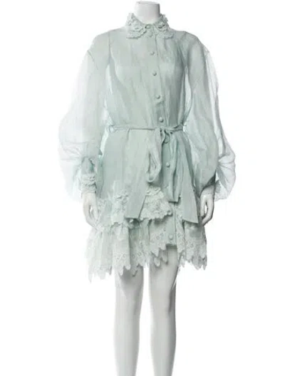 Pre-owned Zimmermann Linen Knee-length Dress In Green