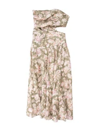 Pre-owned Zimmermann Linen Knee-length Dress In Multi