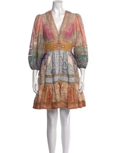 Pre-owned Zimmermann Linen Knee-length Dress In Neutral