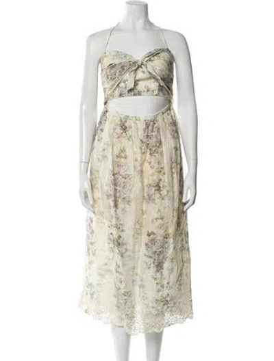 Pre-owned Zimmermann Linen Knee-length Dress In Neutral