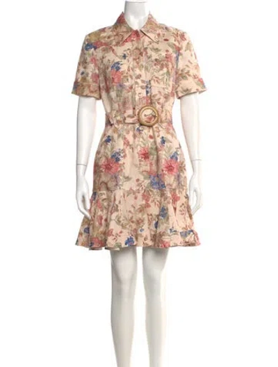 Pre-owned Zimmermann Linen Knee-length Dress In Neutral
