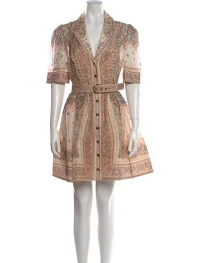 Pre-owned Zimmermann Linen Knee-length Dress In Neutral