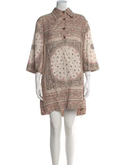 Pre-owned Zimmermann Linen Knee-length Dress In Neutral