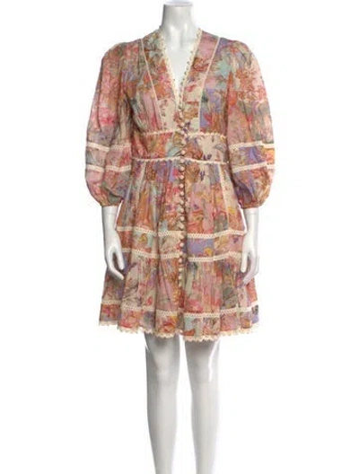 Pre-owned Zimmermann Linen Knee-length Dress In Neutral