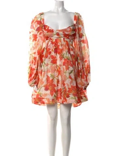 Pre-owned Zimmermann Linen Knee-length Dress In Orange