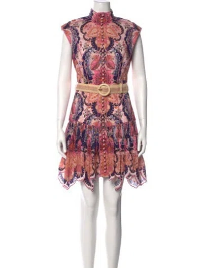 Pre-owned Zimmermann Linen Knee-length Dress In Pink
