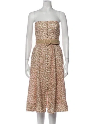 Pre-owned Zimmermann Linen Knee-length Dress In Pink