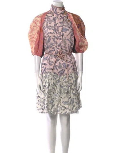 Pre-owned Zimmermann Linen Knee-length Dress In Pink