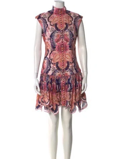 Pre-owned Zimmermann Linen Knee-length Dress In Pink