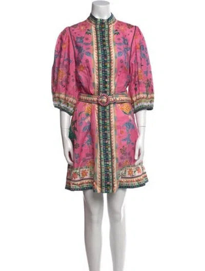 Pre-owned Zimmermann Linen Knee-length Dress In Pink