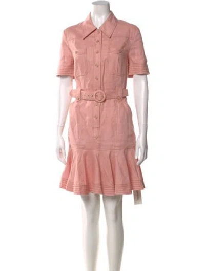 Pre-owned Zimmermann Linen Knee-length Dress In Pink