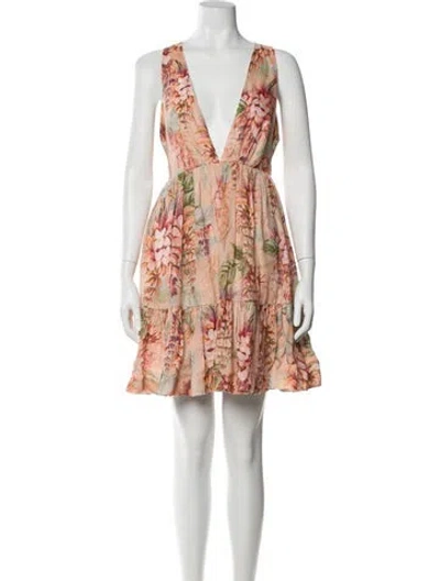 Pre-owned Zimmermann Linen Knee-length Dress In Pink