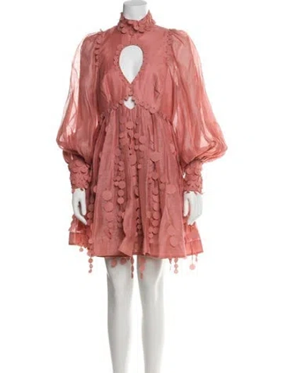 Pre-owned Zimmermann Linen Knee-length Dress In Pink