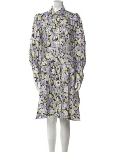 Pre-owned Zimmermann Linen Knee-length Dress In Purple