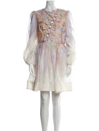 Pre-owned Zimmermann Linen Knee-length Dress In Purple