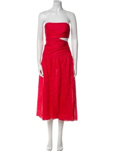 Pre-owned Zimmermann Linen Knee-length Dress In Red