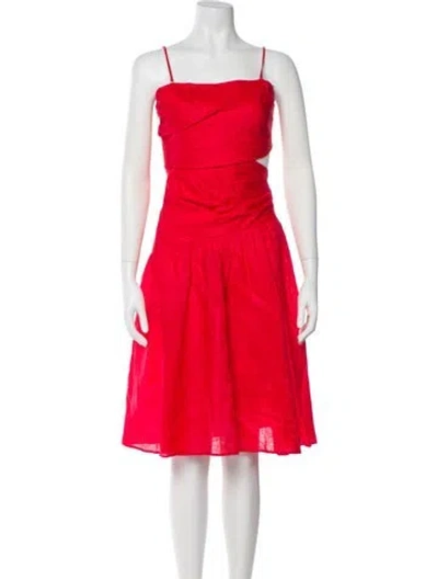 Pre-owned Zimmermann Linen Knee-length Dress In Red