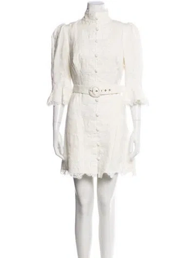 Pre-owned Zimmermann Linen Knee-length Dress In White