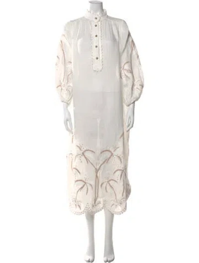 Pre-owned Zimmermann Linen Knee-length Dress In White