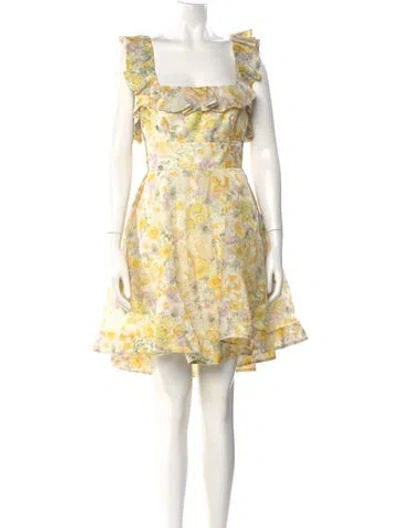 Pre-owned Zimmermann Linen Knee-length Dress In Yellow