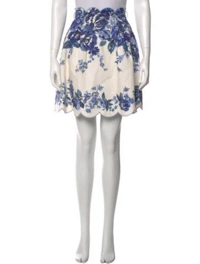 Pre-owned Zimmermann Linen Knee-length Skirt In Blue
