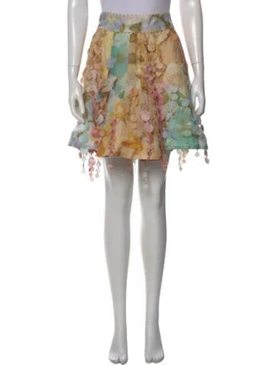 Pre-owned Zimmermann Linen Knee-length Skirt In Green
