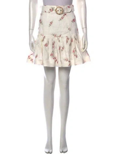 Pre-owned Zimmermann Linen Knee-length Skirt In White