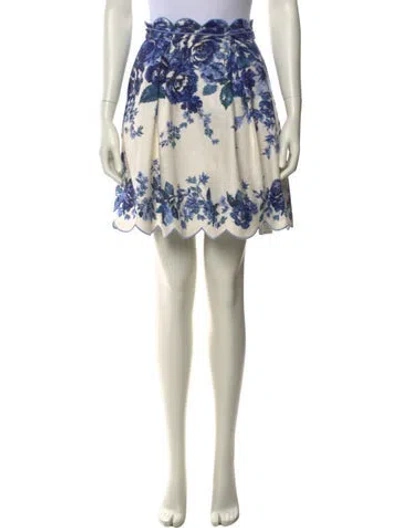 Pre-owned Zimmermann Linen Knee-length Skirt In White