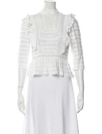 Pre-owned Zimmermann Linen Lace Pattern Blouse In Blue