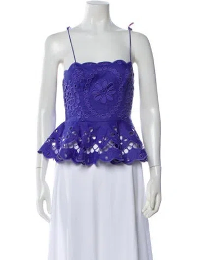 Pre-owned Zimmermann Linen Lace Pattern Blouse In Multi