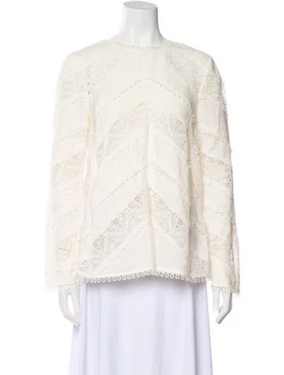 Pre-owned Zimmermann Linen Lace Pattern Blouse In Neutral