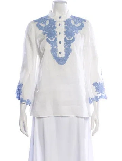 Pre-owned Zimmermann Linen Lace Pattern Blouse In Neutral