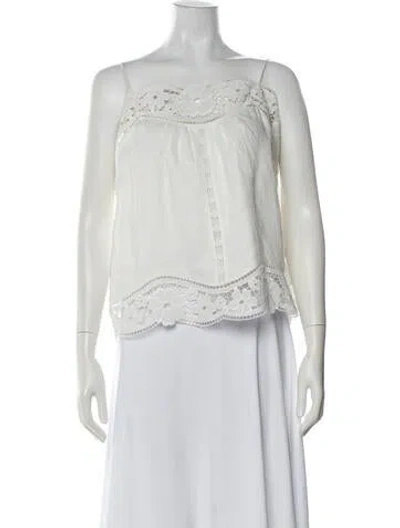 Pre-owned Zimmermann Linen Lace Pattern Blouse In White