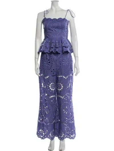 Pre-owned Zimmermann Linen Lace Pattern Pant Set In Purple