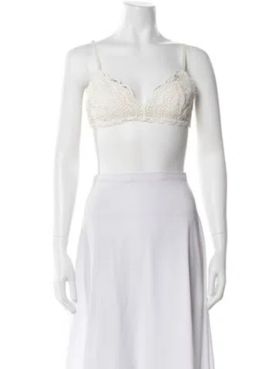 Pre-owned Zimmermann Linen Lace Pattern Sports Bra In Neutral