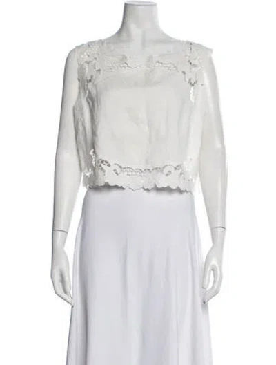 Pre-owned Zimmermann Linen Lace Pattern Top In White