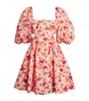 Zimmermann Lightburst Pleated Cutout Floral-print Linen Mini Dress In Multi