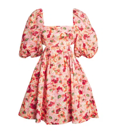 Zimmermann Short Linen Lightburst Dress For Women In Pink