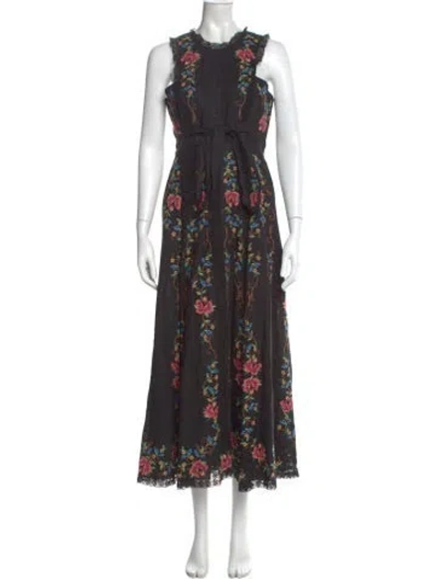 Pre-owned Zimmermann Linen Long Dress In Black